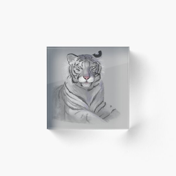White Tiger Acrylic Block