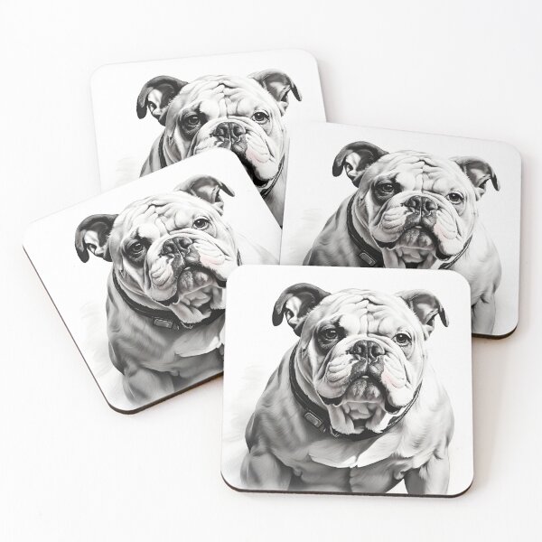Item preview, Black and white bulldog pencil drawing designed and sold by Pencil-Art.
