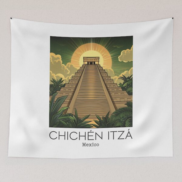 Artikelvorschau, Eine Vintage-Reisekunst von Chichén Itzá - Mexiko entworfen und verkauft von GoodOldVintage.