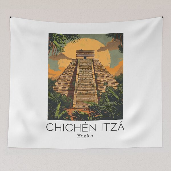 Artikelvorschau, Eine Vintage-Reisekunst von Chichén Itzá - Mexiko entworfen und verkauft von GoodOldVintage.