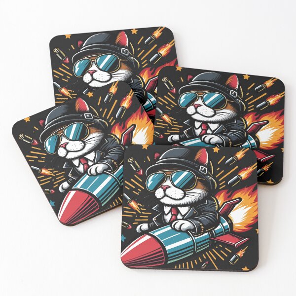 Item preview,  Rocket-driving cat dodges bullets  designed and sold by phumisak0610.