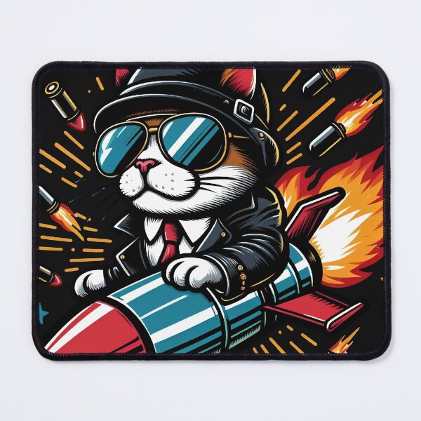 Item preview,  Rocket-driving cat dodges bullets  designed and sold by phumisak0610.