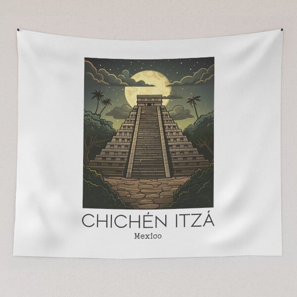 Artikelvorschau, Eine Vintage-Reisekunst von Chichén Itzá - Mexiko entworfen und verkauft von GoodOldVintage.
