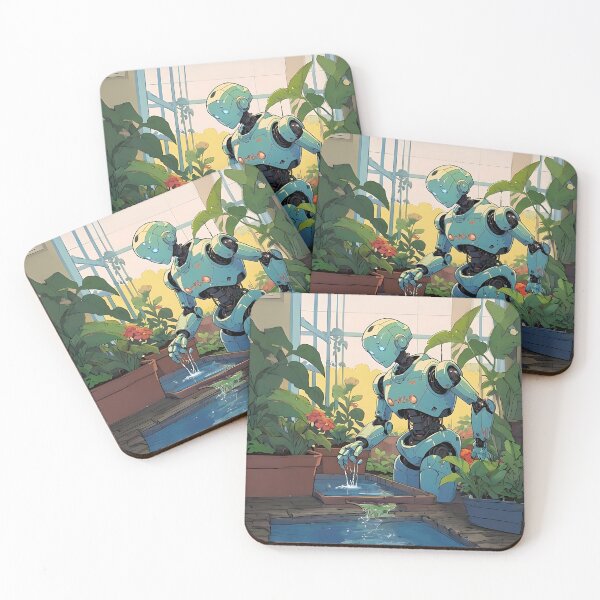 Item preview, Humanoid Robot Watering Plants  designed and sold by Obsidian Ink by Wilshire.