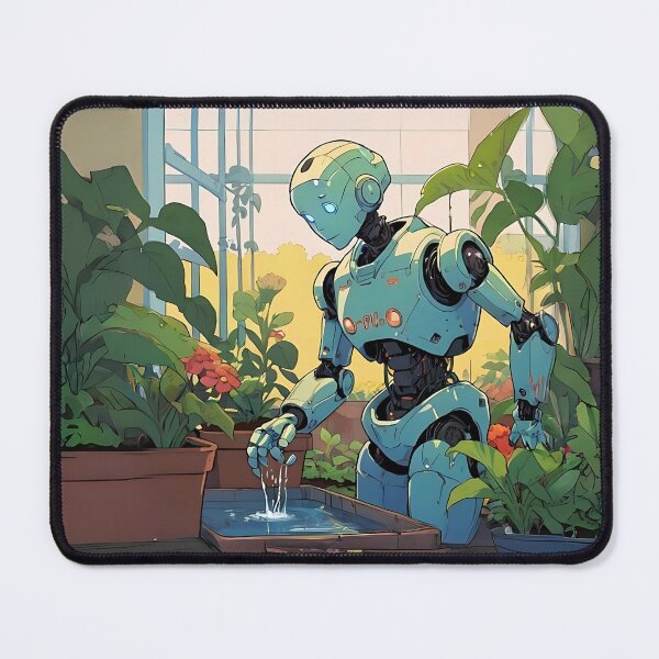 Item preview, Humanoid Robot Watering Plants  designed and sold by Obsidian Ink by Wilshire.