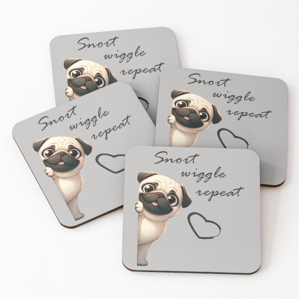 Item preview, Snort wiggle repeat - Pug designed and sold by ART-HOME-PAWS.