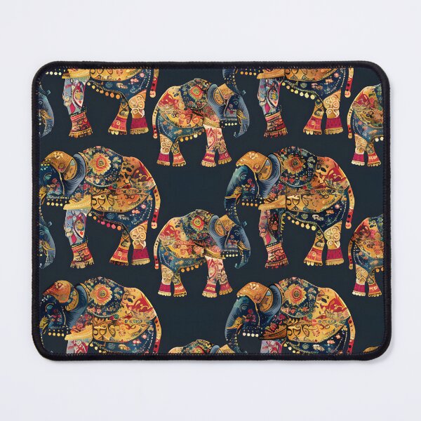 Item preview, Repeating pattern of Thai elephants adorned with ornate blankets designed and sold by DMay-art.
