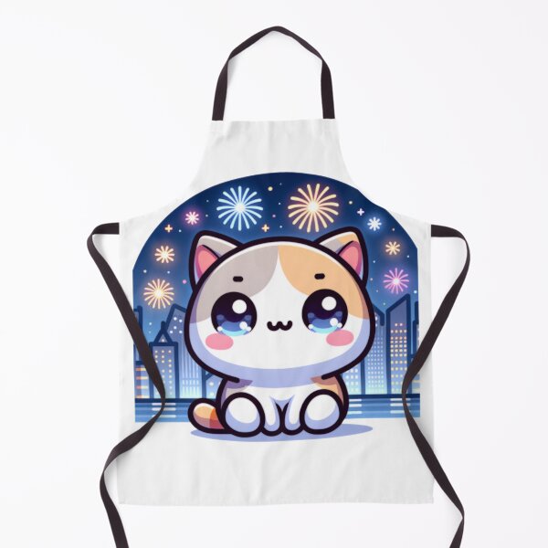 Item preview, Fireworks Over City Skyline With Kawaii Cat designed and sold by BassHeadMomma.