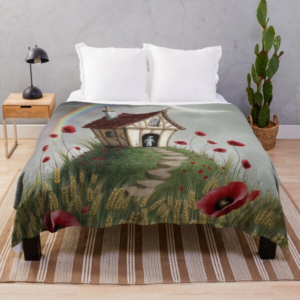 Item preview, Whimsical Crooked House on Hill with Poppies designed and sold by MarinaFila.