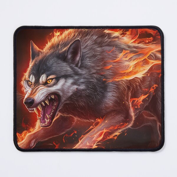 Item preview, Flaming Menace - Fiery Wolf Dark Fantasy Laptop Skin designed and sold by AsCreationss.
