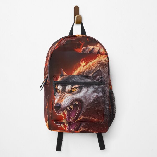 Item preview, Flaming Menace - Fiery Wolf Dark Fantasy Laptop Skin designed and sold by AsCreationss.