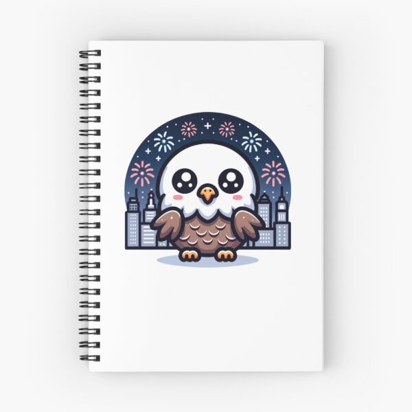 Item preview, Fireworks Over City Skyline With Kawaii Eagle  designed and sold by BassHeadMomma.