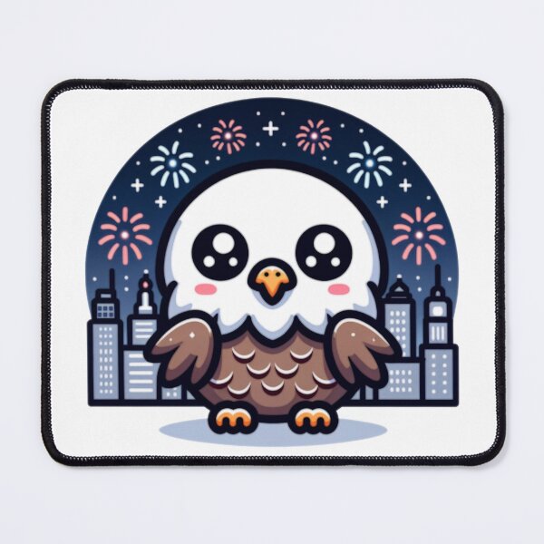 Item preview, Fireworks Over City Skyline With Kawaii Eagle designed and sold by BassHeadMomma.