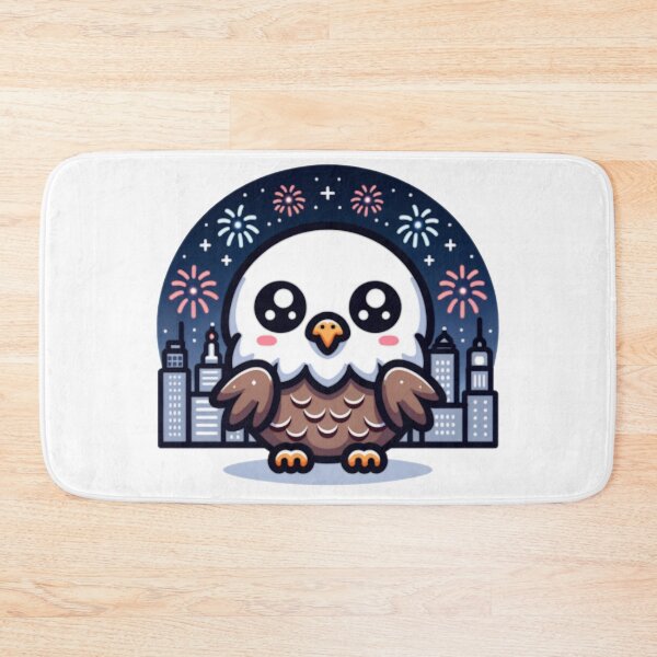 Item preview, Fireworks Over City Skyline With Kawaii Eagle  designed and sold by BassHeadMomma.