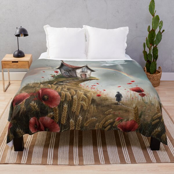 Item preview, Whimsical Crooked House on Hill with Poppies designed and sold by MarinaFila.