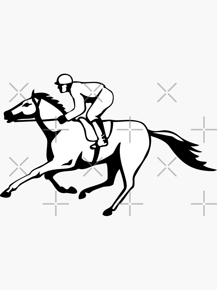 "Horse Racing Black and White Retro" Sticker for Sale by retrovectors Redbubble