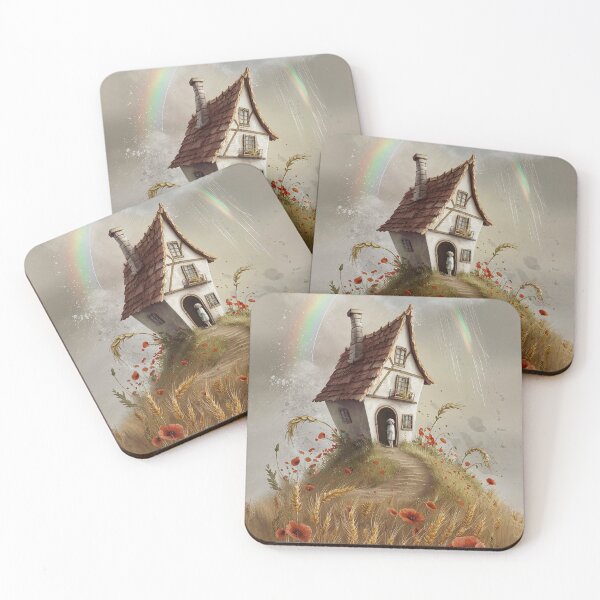 Item preview, Whimsical Crooked House on Hill with Poppies designed and sold by MarinaFila.