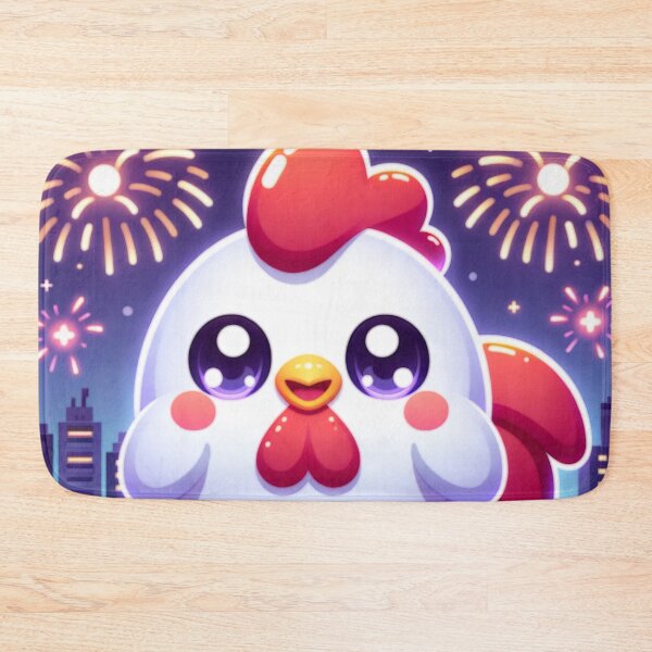 Item preview, Fireworks Over City Skyline With Kawaii Rooster designed and sold by BassHeadMomma.