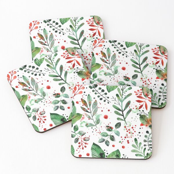 Item preview, Seamless pattern with red and green watercolor lines leaves and dots Ink illustration. Hand drawn watercolor ornament for wrapping paper. Hand drawn colorful background designed and sold by paratynka.