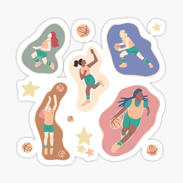 Empowered Play: Women's Basketball Elegance in Pantone Peach Fuzz Sticker