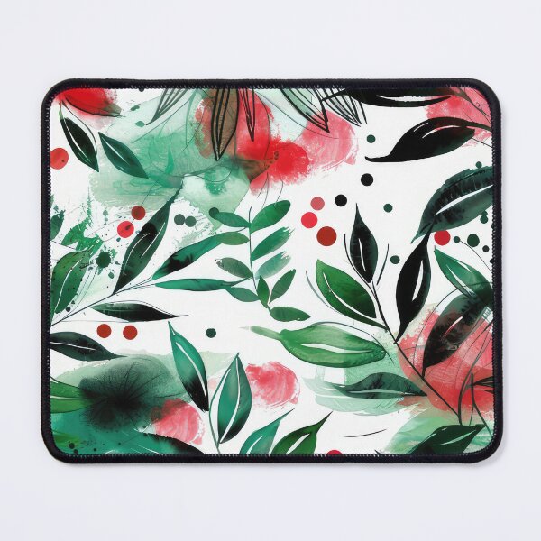Item preview, Seamless pattern with red and green watercolor lines leaves and dots Ink illustration. Hand drawn watercolor ornament for wrapping paper. Hand drawn colorful background designed and sold by paratynka.