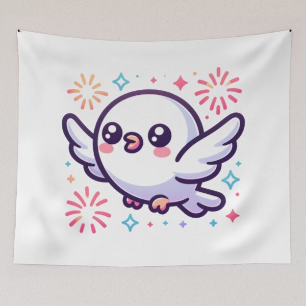 Item preview, Fireworks Over City Skyline With Kawaii Dove designed and sold by BassHeadMomma.