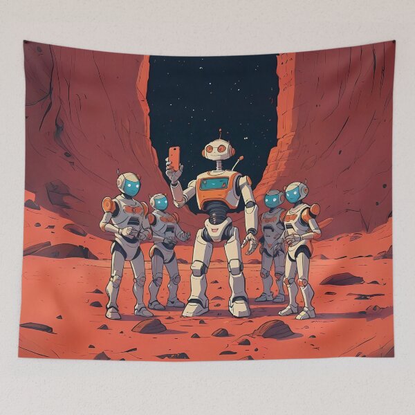 Item preview, Humanoid Robot Trying To Take A Selfie On Mars designed and sold by Obsidian Ink by Wilshire.