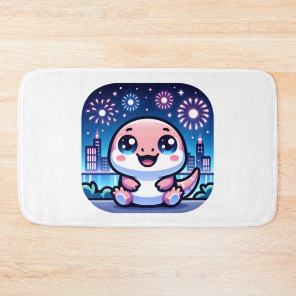 Item preview, Fireworks Over City Skyline With Kawaii Lizard designed and sold by BassHeadMomma.