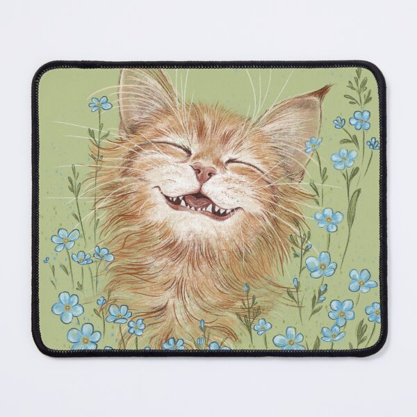 Item preview, Happy and contented ginger cat in a field of forget-me-not flowers Happy and contented ginger cat in a field of forget-me-not flowers designed and sold by ArtbySvetik.