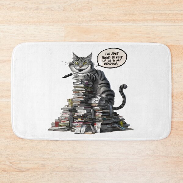 Item preview, Trying to keep up with my reading, FunnyFits, FunnyFits70, Humor, Funny, Happiness, Purr, Silly, Cat, Reading, Books  designed and sold by FunnyFits70.