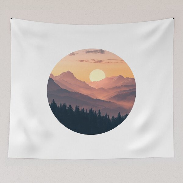 Item preview, Sunset Over Mountain Range Canvas Print designed and sold by amortka.