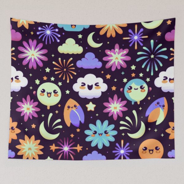 Item preview, Kawaii Fireworks Pattern designed and sold by BassHeadMomma.