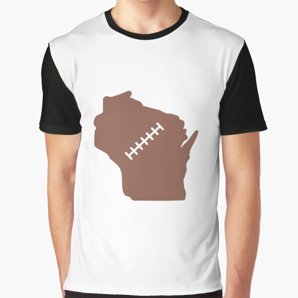 Vista previa del artículo con la obra «Puntada de fútbol americano del esquema del estado de Wisconsin», diseñado y vendido por US States Merch.