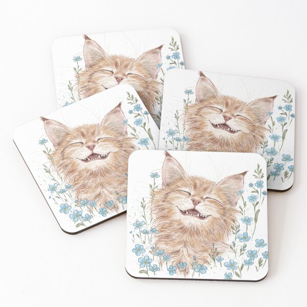 Item preview, Happy and contented ginger cat in a field of forget-me-not flowers Happy and contented ginger cat in a field of forget-me-not flowers designed and sold by ArtbySvetik.