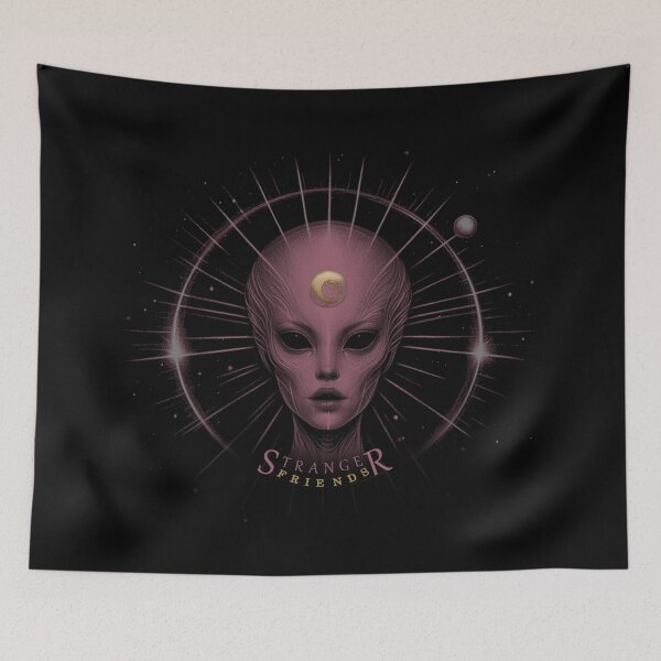 Item preview, STRANGER FRIENDS, Aliens, Extraterrestrial, UFO, FirstContact, Pink designed and sold by CrisMor-Art.