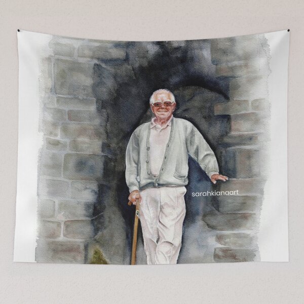 Item preview, 'grandad' - watercolour painting, portrait art designed and sold by sarahkianaart.