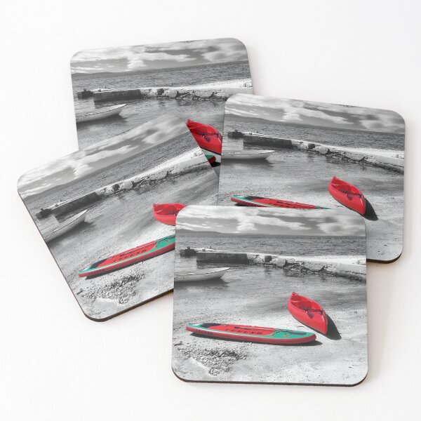 Item preview, Two Red Kayaks. Color Selective Photography  designed and sold by Pretty-Bird.