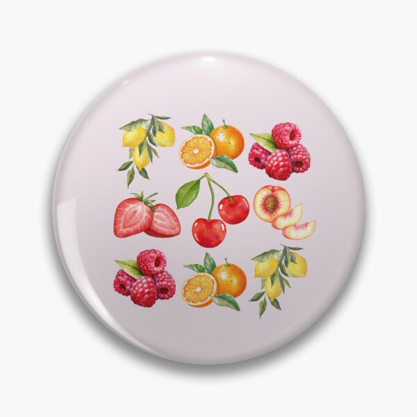Artikelvorschau, Cottagecore Aquarell Obst Pfirsiche Kirschen Erdbeeren entworfen und verkauft von SunfullyYours.