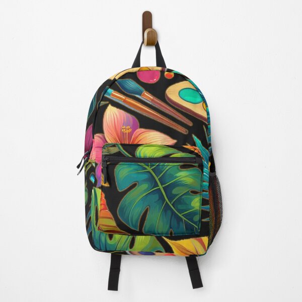 Item preview, Paint Brush And Palette, for artist, palette colors, Tropical Flowers,for plant lovers, tropical leaf, jungle designed and sold by Printed Mistakes.