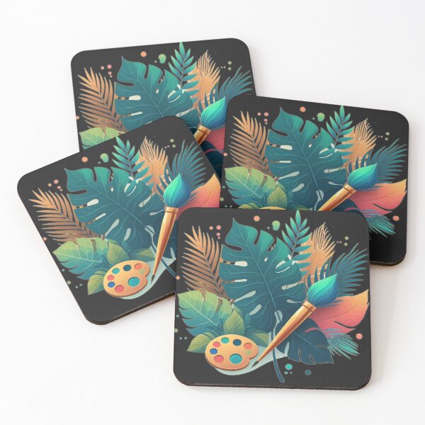 Item preview, Paint Brush And Palette, for artist,  palette colors, Tropical Flowers,for plant lovers,  tropical leaf, jungle designed and sold by Printed Mistakes.