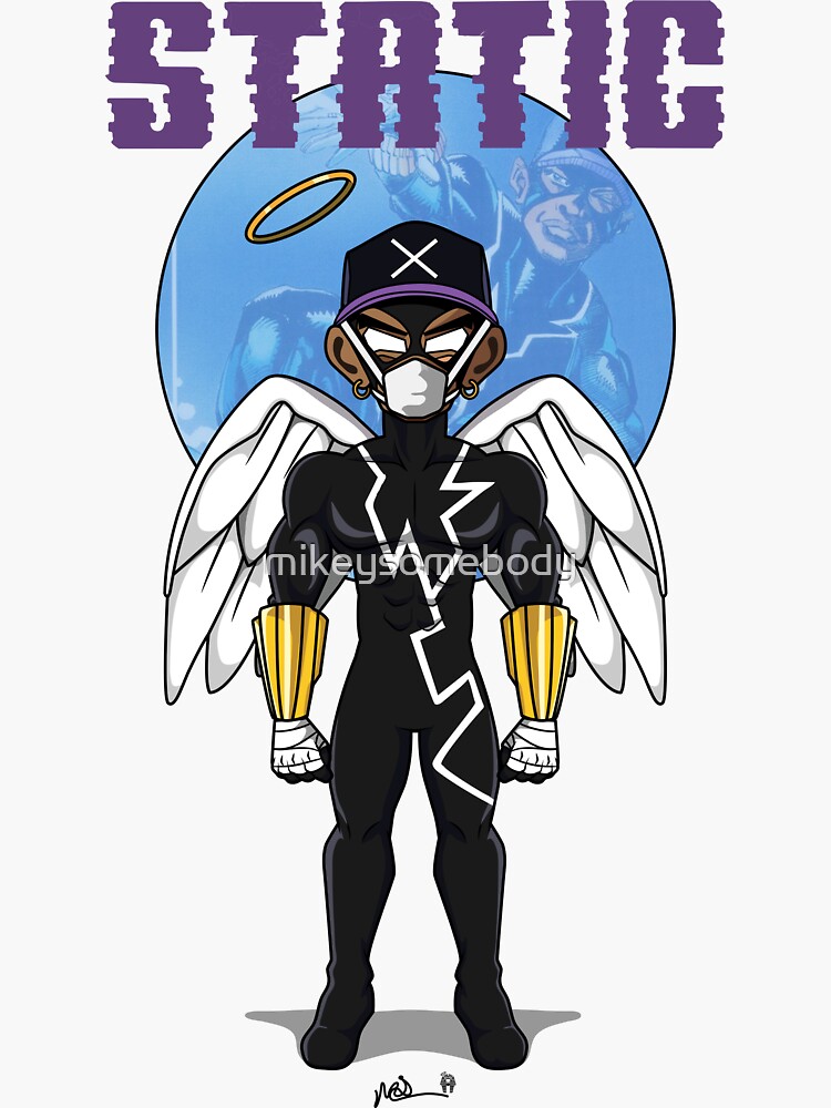 Thumbnail 3 of 3, Sticker,  Angelo Cosplay - Static [Milestone Comics] designed and sold by mikeysomebody.