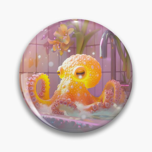 Item preview, An octopus is bathing in the sink. designed and sold by pencil-art98.