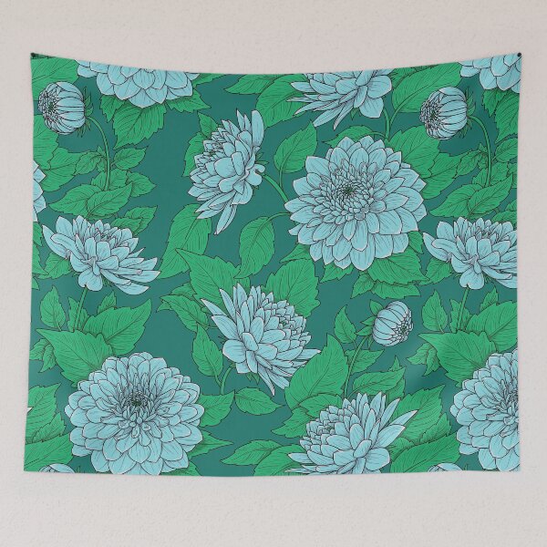 Item preview, Flower pattern dahlia blue designed and sold by Motivburg.