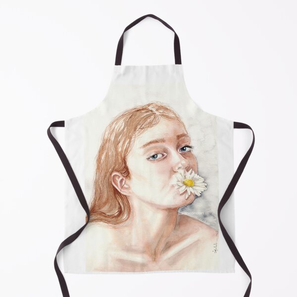 Item preview, 'girl & daisy flower' - watercolour painting, female portrait  designed and sold by sarahkianaart.