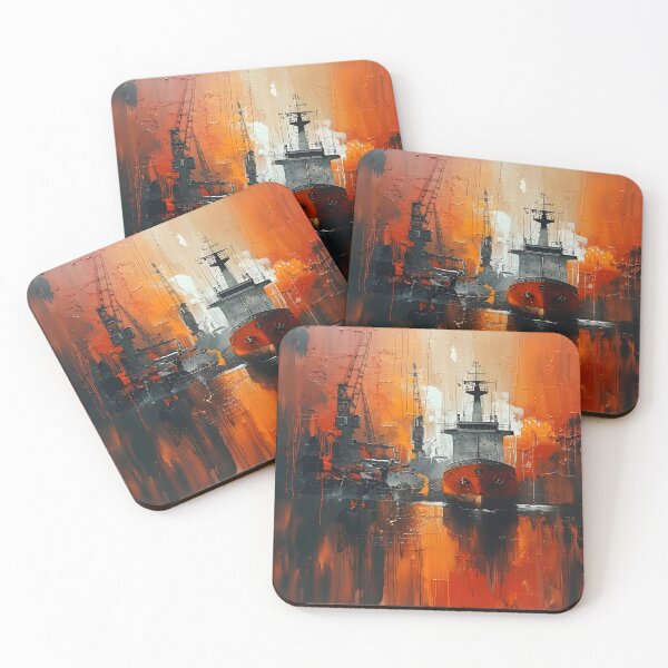 Item preview, Industrial Port Scene - Abstract Expressionism Art designed and sold by Moisky Art.