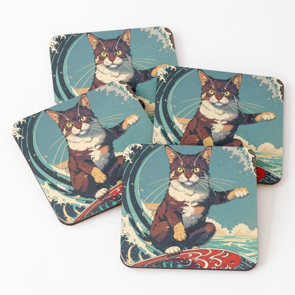 Item preview, cat riding waves designed and sold by Javier Arizabalo Garcia.