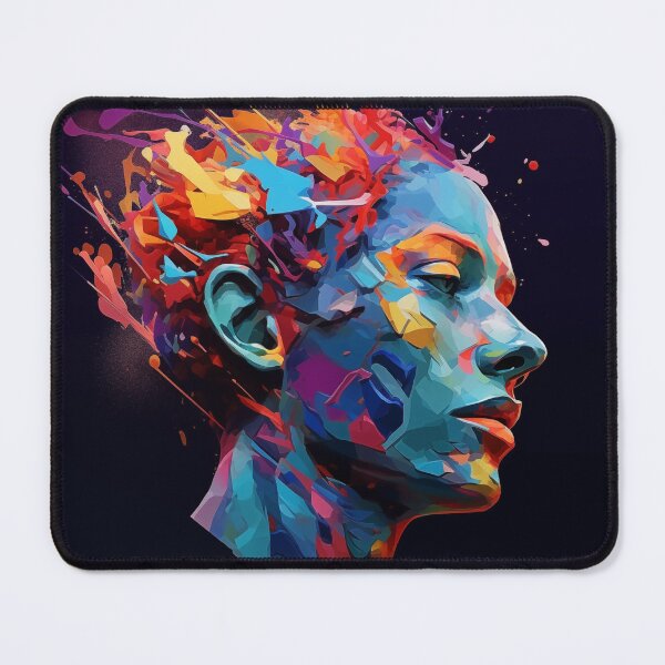Item preview, Abstract Human Head Profile with Vibrant Colors and Geometric Shapes in Cosmic Digital Art designed and sold by PTDigitalDesign.