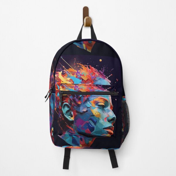 Item preview, Abstract Human Head Profile with Vibrant Colors and Geometric Shapes in Cosmic Digital Art designed and sold by PTDigitalDesign.