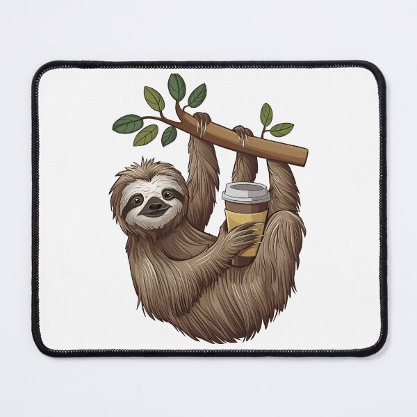 Item preview, Sloth Just Hangin' Out Enjoying a Coffee , funny sloth with coffee designed and sold by venavar.