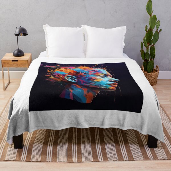 Item preview, Abstract Human Head Profile with Vibrant Colors and Geometric Shapes in Cosmic Digital Art designed and sold by PTDigitalDesign.